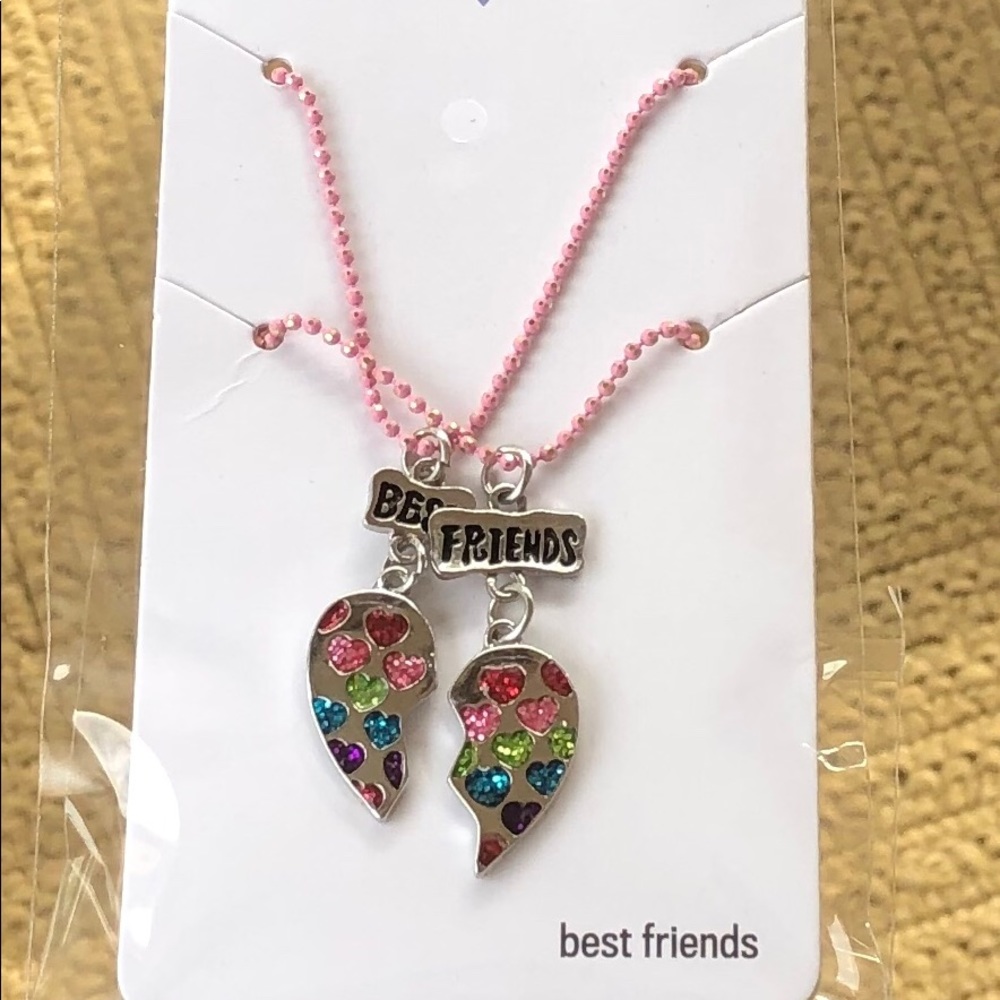 Girls Glitter Heart “Best Friend” Necklace 2-Pack